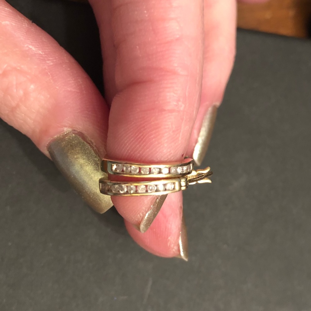 14k yellow gold diamond hoops